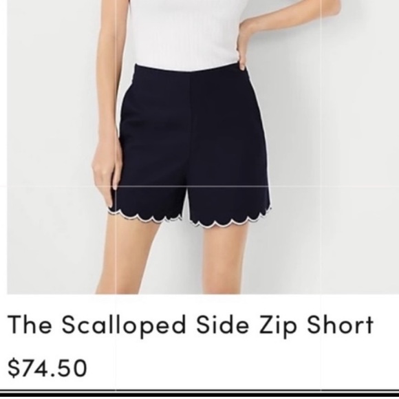 Ann Taylor navy blue shorts with white scalloped trim and side zip. NWT Size 4 - Picture 9 of 15